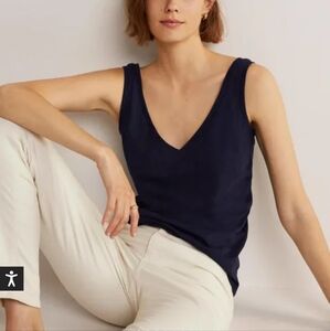 Navy cotton v-neck tank